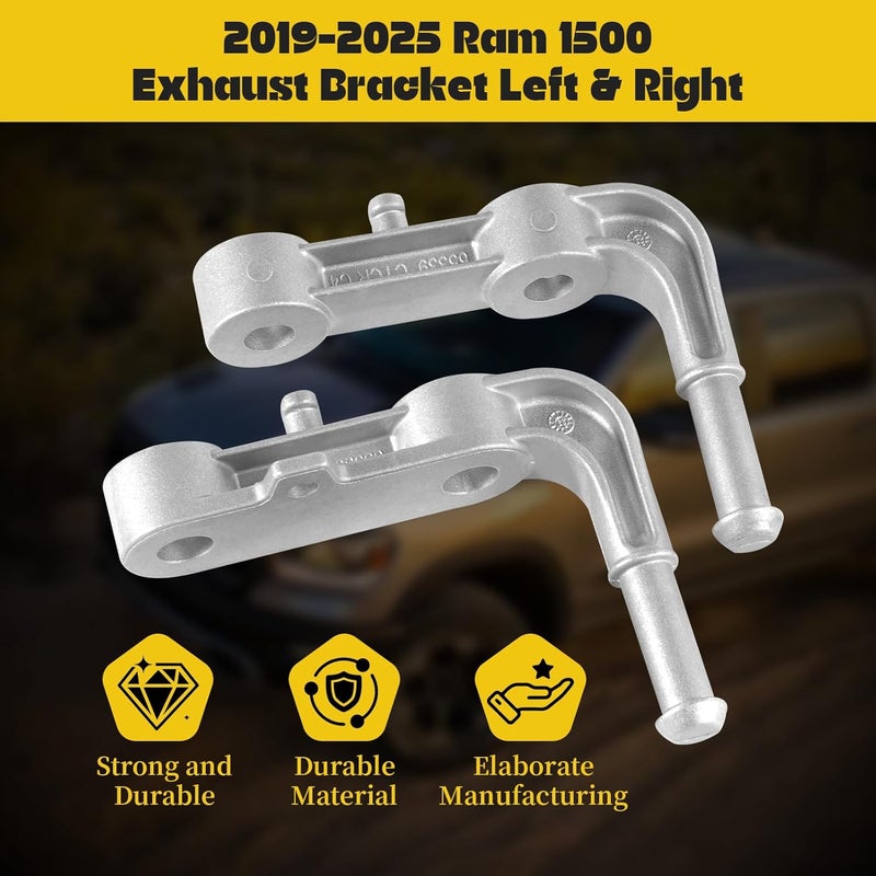 SOASEMBE Rear Left Right Exhaust Bracket Muffler Support Assembly 68275662AB 68395841AA Compatible with Dodge Ram 1500 3.0L 5.7L 6.2L 2019-2025 with 2PCS Rubber Isolator Hanger Muffler Bracket Replacement Kit - Image 3